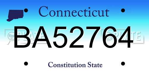 BA52764 Connecticut License Plate
