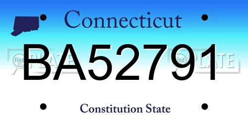 BA52791 Connecticut License Plate
