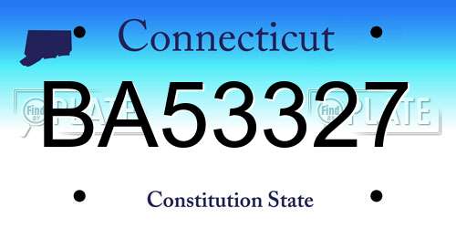 BA53327 Connecticut License Plate