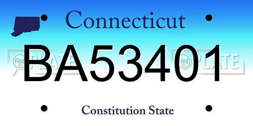 BA53401 Connecticut License Plate