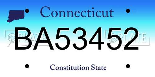 BA53452 Connecticut License Plate
