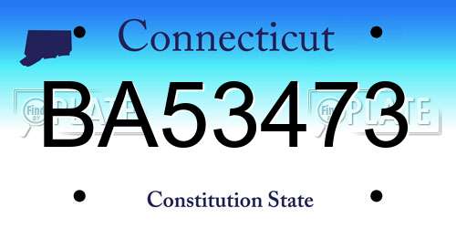 BA53473 Connecticut License Plate