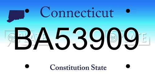 BA53909 Connecticut License Plate