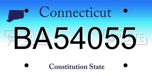 BA54055 Connecticut License Plate