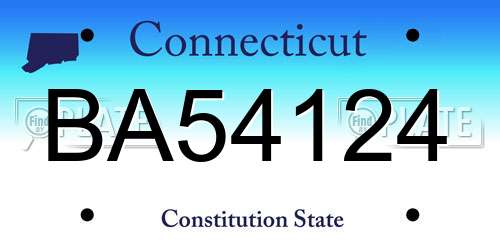 BA54124 Connecticut License Plate