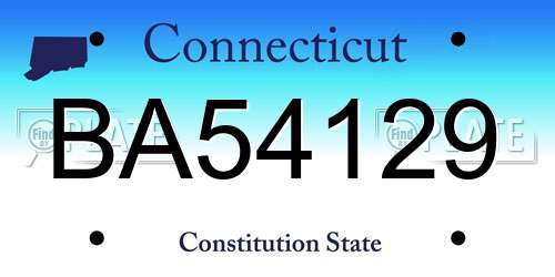 BA54129 Connecticut License Plate