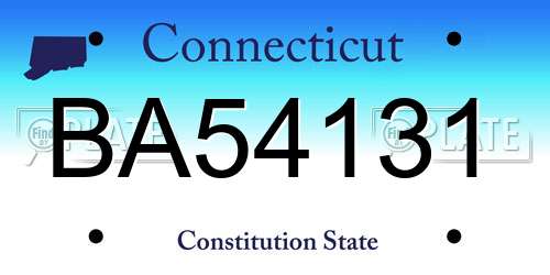BA54131 Connecticut License Plate