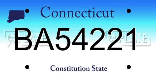 BA54221 Connecticut License Plate