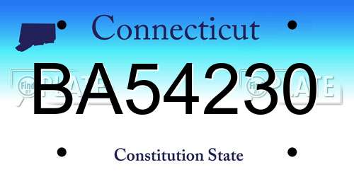 BA54230 Connecticut License Plate