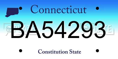BA54293 Connecticut License Plate