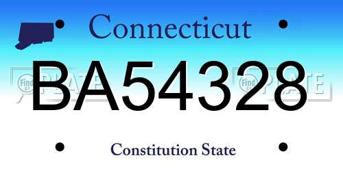BA54328 Connecticut License Plate