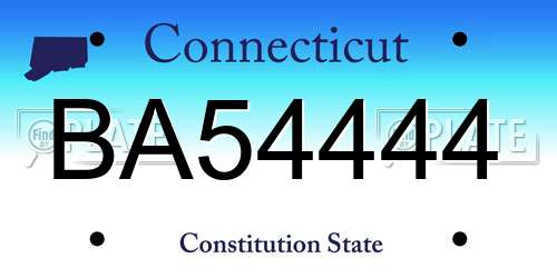 BA54444 Connecticut License Plate