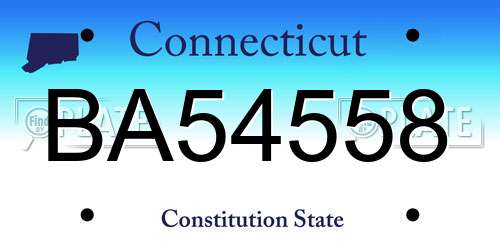 BA54558 Connecticut License Plate