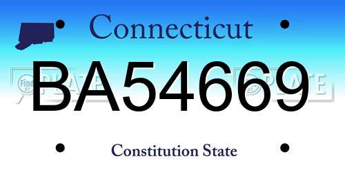 BA54669 Connecticut License Plate