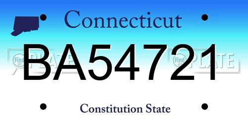 BA54721 Connecticut License Plate