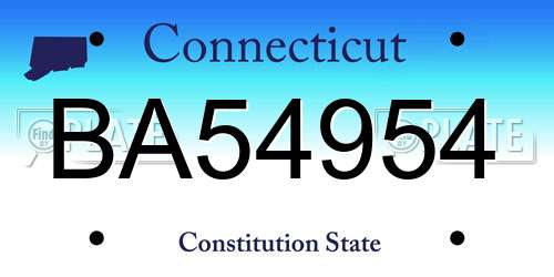 BA54954 Connecticut License Plate