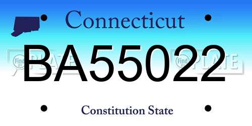BA55022 Connecticut License Plate