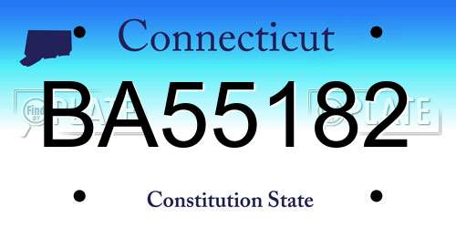 BA55182 Connecticut License Plate