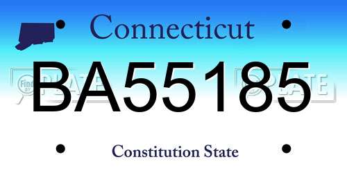 BA55185 Connecticut License Plate