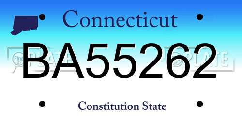 BA55262 Connecticut License Plate