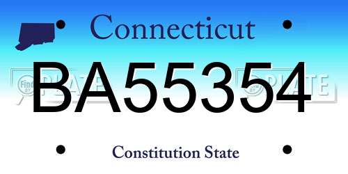 BA55354 Connecticut License Plate