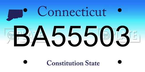 BA55503 Connecticut License Plate