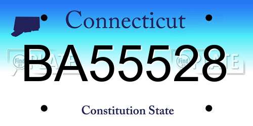 BA55528 Connecticut License Plate