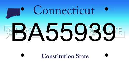 BA55939 Connecticut License Plate