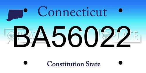 BA56022 Connecticut License Plate