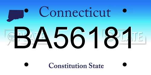 BA56181 Connecticut License Plate