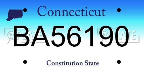 BA56190 Connecticut License Plate