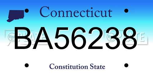 BA56238 Connecticut License Plate
