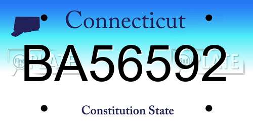 BA56592 Connecticut License Plate
