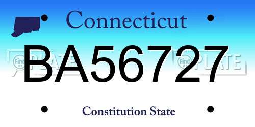 BA56727 Connecticut License Plate