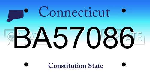 BA57086 Connecticut License Plate