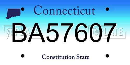 BA57607 Connecticut License Plate