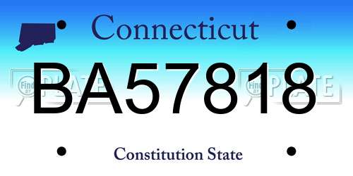BA57818 Connecticut License Plate