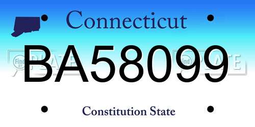BA58099 Connecticut License Plate