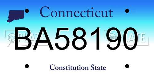 BA58190 Connecticut License Plate
