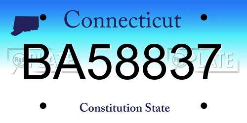 BA58837 Connecticut License Plate