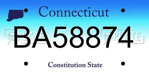 BA58874 Connecticut License Plate