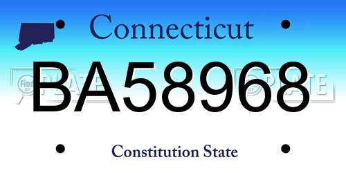 BA58968 Connecticut License Plate