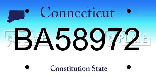 BA58972 Connecticut License Plate