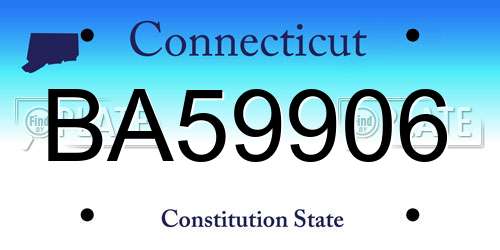 BA59906 Connecticut License Plate