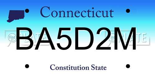 BA5D2M Connecticut License Plate