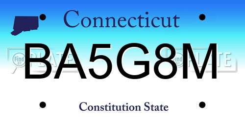 BA5G8M Connecticut License Plate
