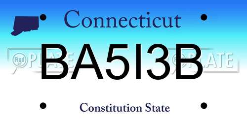 BA5I3B Connecticut License Plate