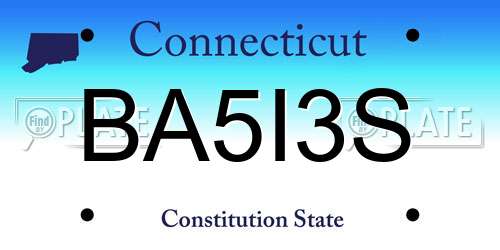BA5I3S Connecticut License Plate