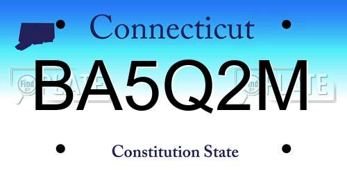 BA5Q2M Connecticut License Plate