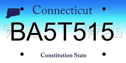 BA5T515 Connecticut License Plate